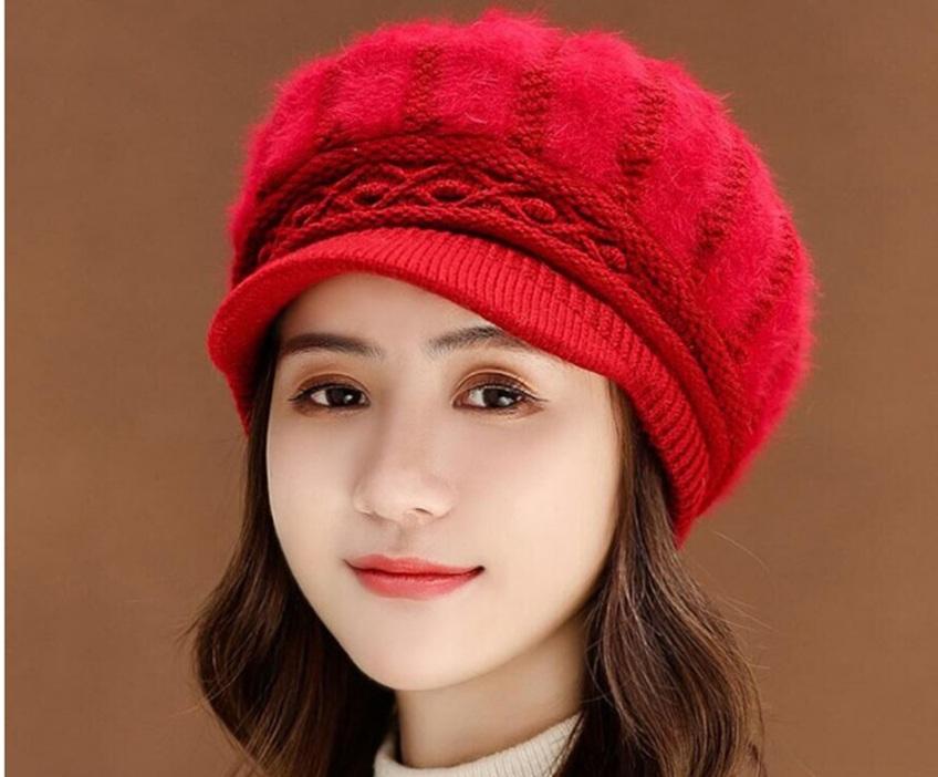 [HCM]Mũ len lông xù gân dọc A072