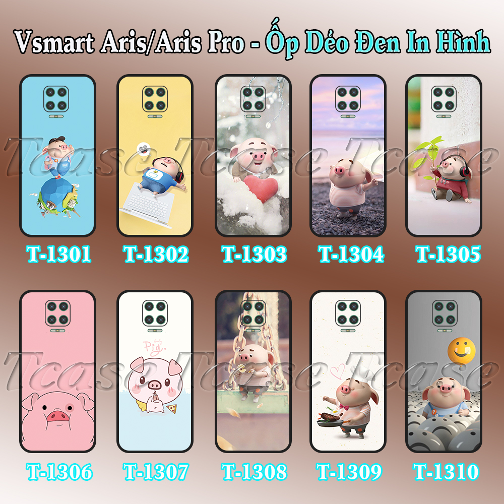 [HCM]Ốp lưng Vsmart Aris/ Aris Pro dẻo đen in hình Heo Con Cute