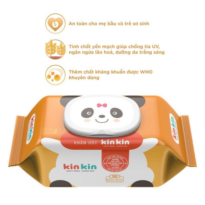 Khăn ướt kinkin gói 100 tờ.