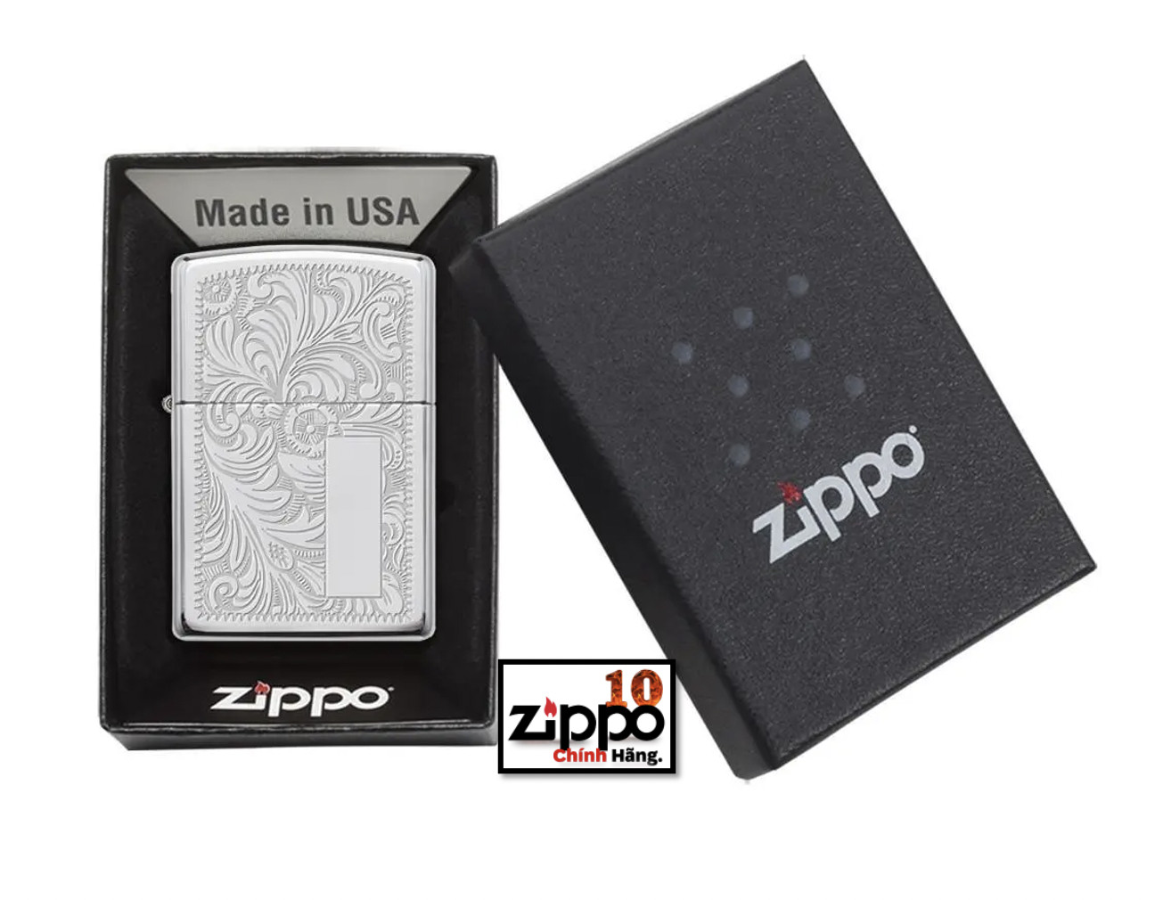ZIPPO High Polish Chrome Venetian® Design