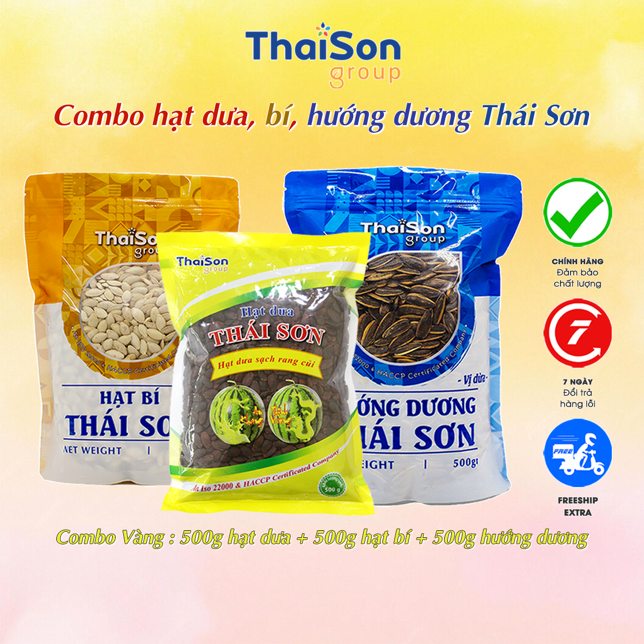 COMBO 3 LOẠI HẠT DƯA, BÍ, HƯỚNG DƯƠNG THÁI SƠN