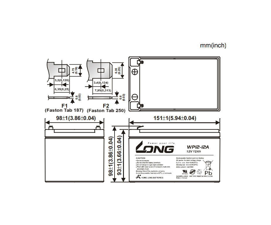 Ắc Quy LONG 12V 12Ah WP12-12A - (PDC-TECH)