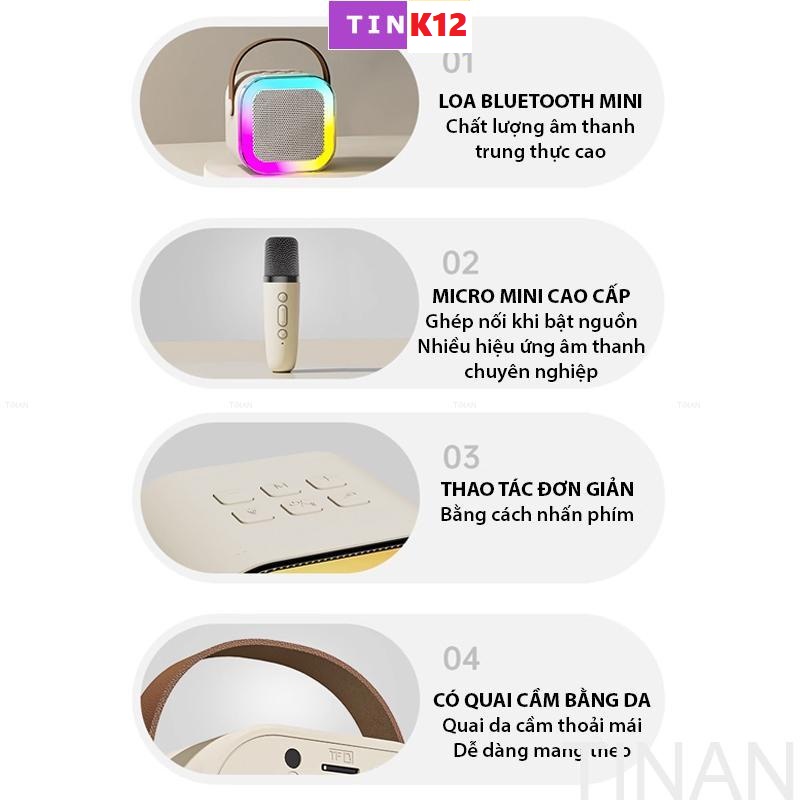 Loa bluetooth karaoke mini k12 kèm mic không dây công suất 10w,loa bluetooth hát karaoke,micro hát karaoke,loa bluetooth - bảo hành 1 đổi 1 từ mường thanh royal