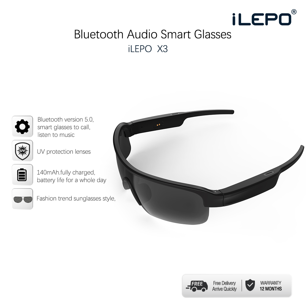 Mắt kính Bluetooth kiểu dáng thể thao chống tia cực tím nghe nhạc chống