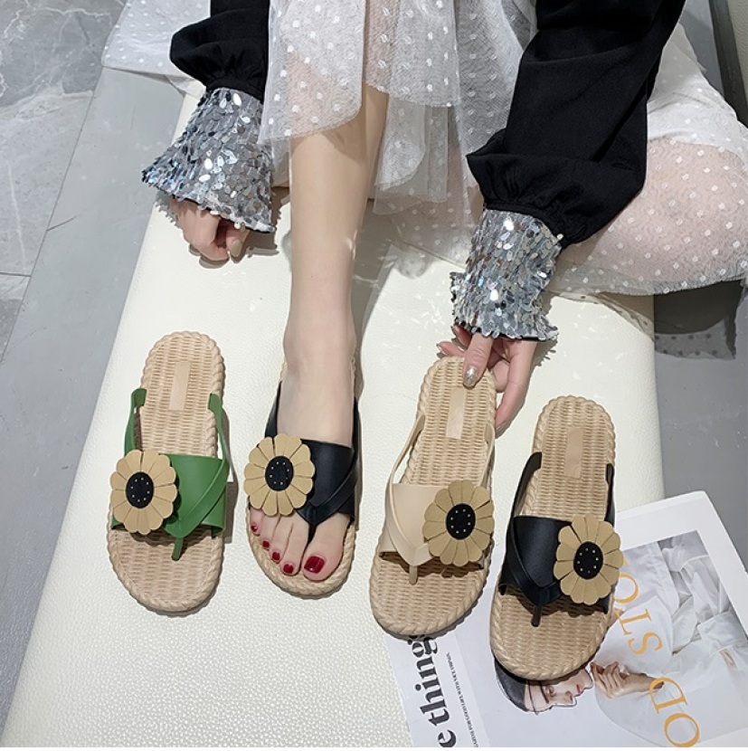 Dép Quai Ngang Nữ Đính Hoa Cúc Phong Cách Hàn Quốc giá rẻ