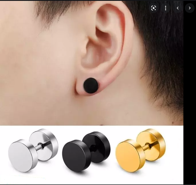 BÔNG TAI NAM CHÂM HÌNH TRÒN MÀU ĐEN (1chiếc)