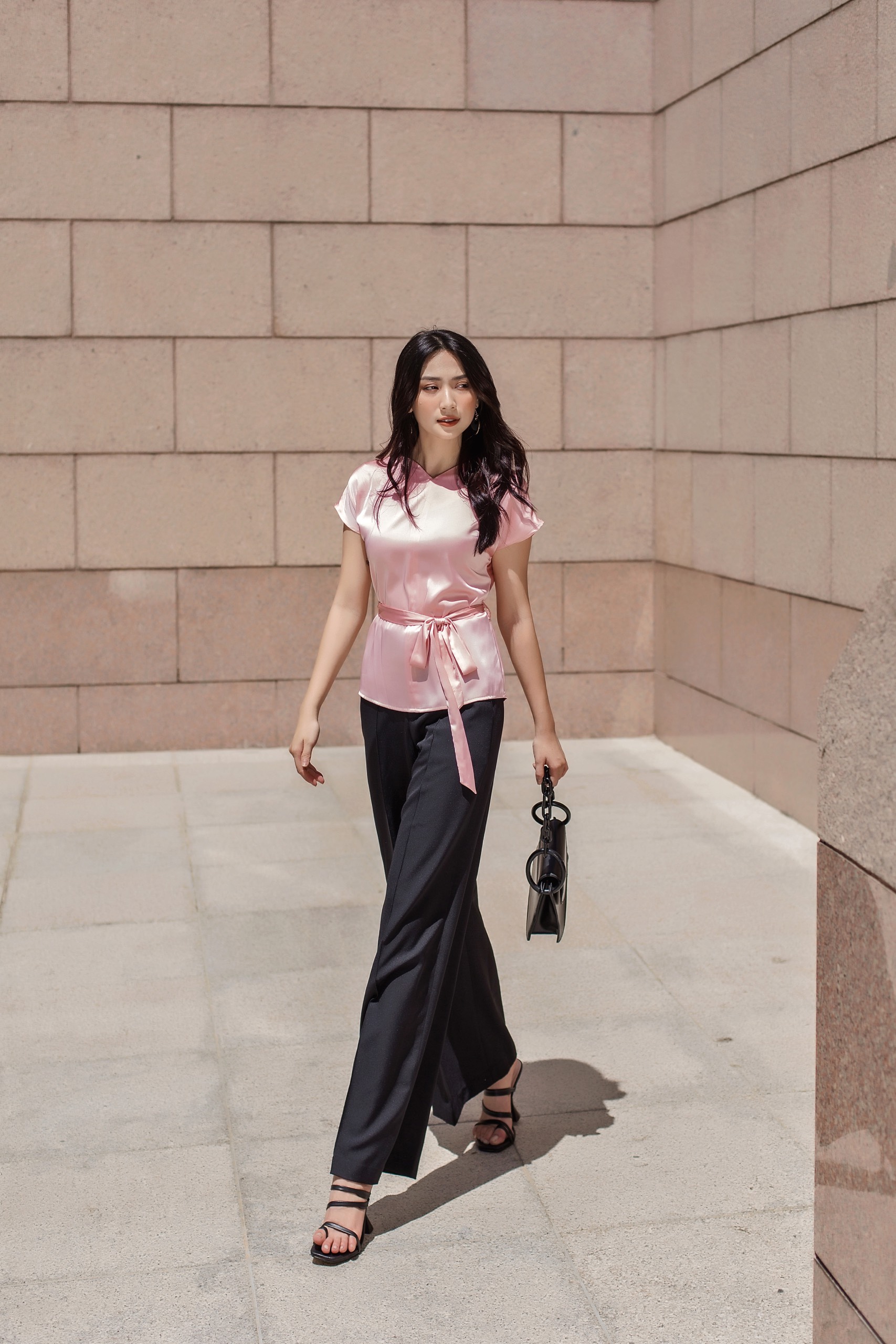 CLOTHERRACK Quần suông lé mí All black/white pant