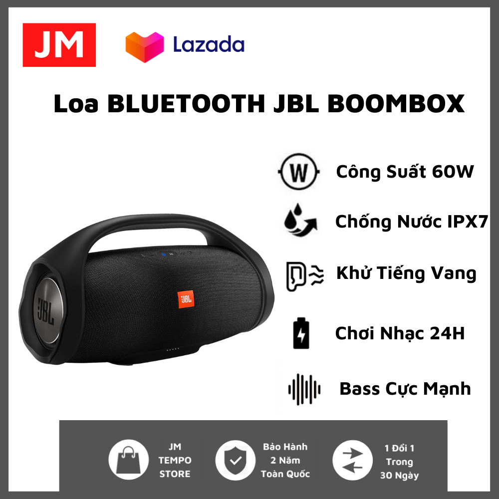 Loa Bluetooth JBL Boombox - Loa Nghe Nhạc Âm Thanh Siêu Bass Cực Mạnh Chống Nước IPX7 Loa Karaoke Công Suất Cực Lớn Lên Tới 80W Loa Nghe Nhạc Treble Rời Thời Gian Sử Dụng 24h Loa Vi Tính Tương Thích Điện Thoại, Máy Tính, LapTop