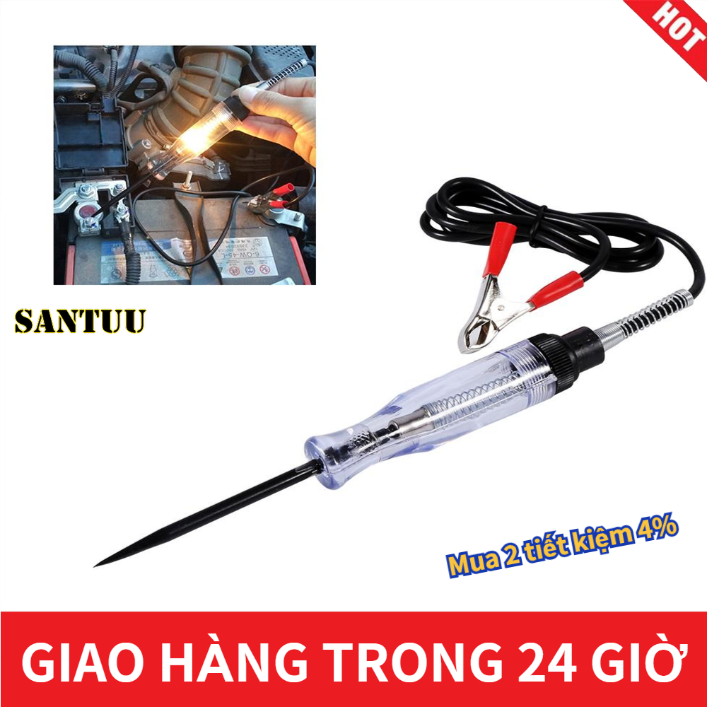 Auto 6V 12V 24V DC Car Truck Voltage Circuit Tester Car Test VoltMet Long Probe Pen Light Bulb