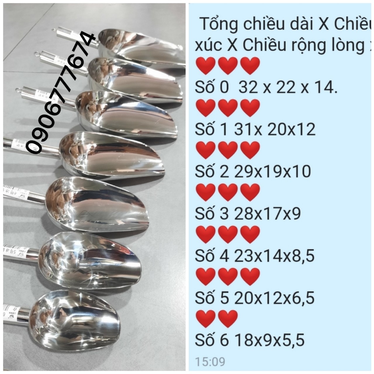 XÚC ĐÁ XÚC HẠT INOX LOẠI DÀY XỊN ĐỦ SIZE