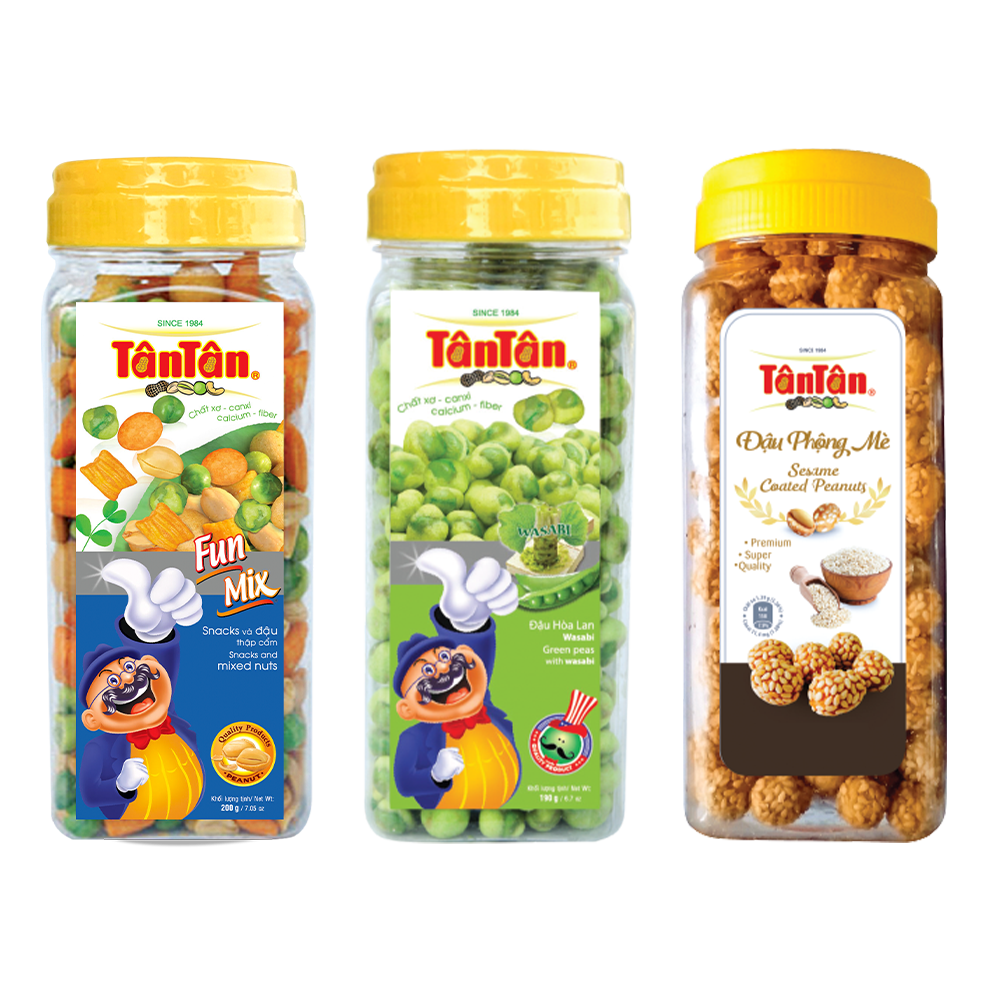 Combo 3 hũ đậu Tân Tân: Fumix 200g, HLW 190g, Mè 240g