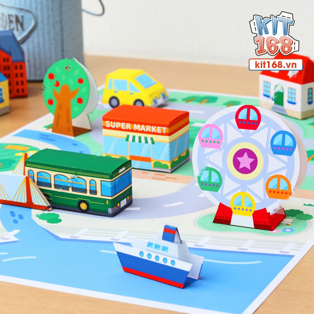 Mô hình giấy kiến trúc Thành Phố Mini đơn giản 2
