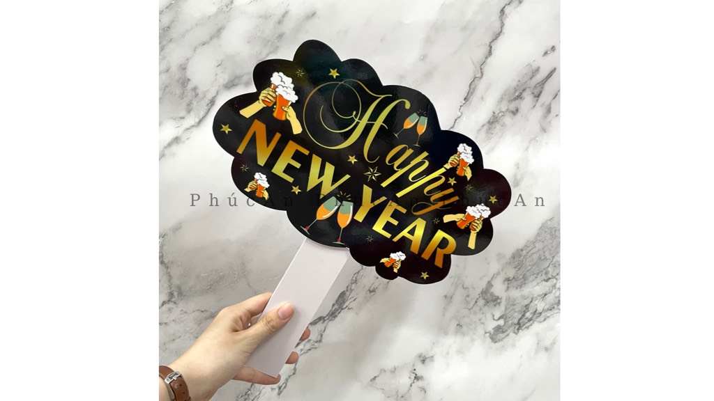 V2 Bảng cầm tay sinh nhật - bảng cầm tay đám cưới - bảng hashtag cầm tay dễ thương 30cm