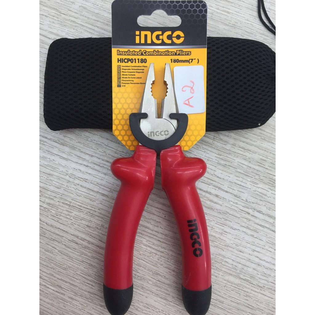 7inch kìm răng cách điện ingco hicp01180