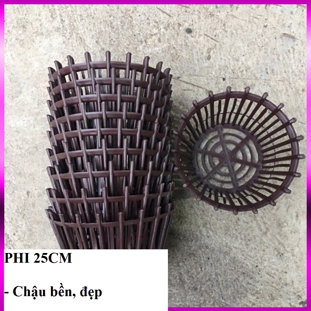 5 CHẬU NHỰA ĐEN TRỒNG LAN GIẢ GỖ PHI 25CM