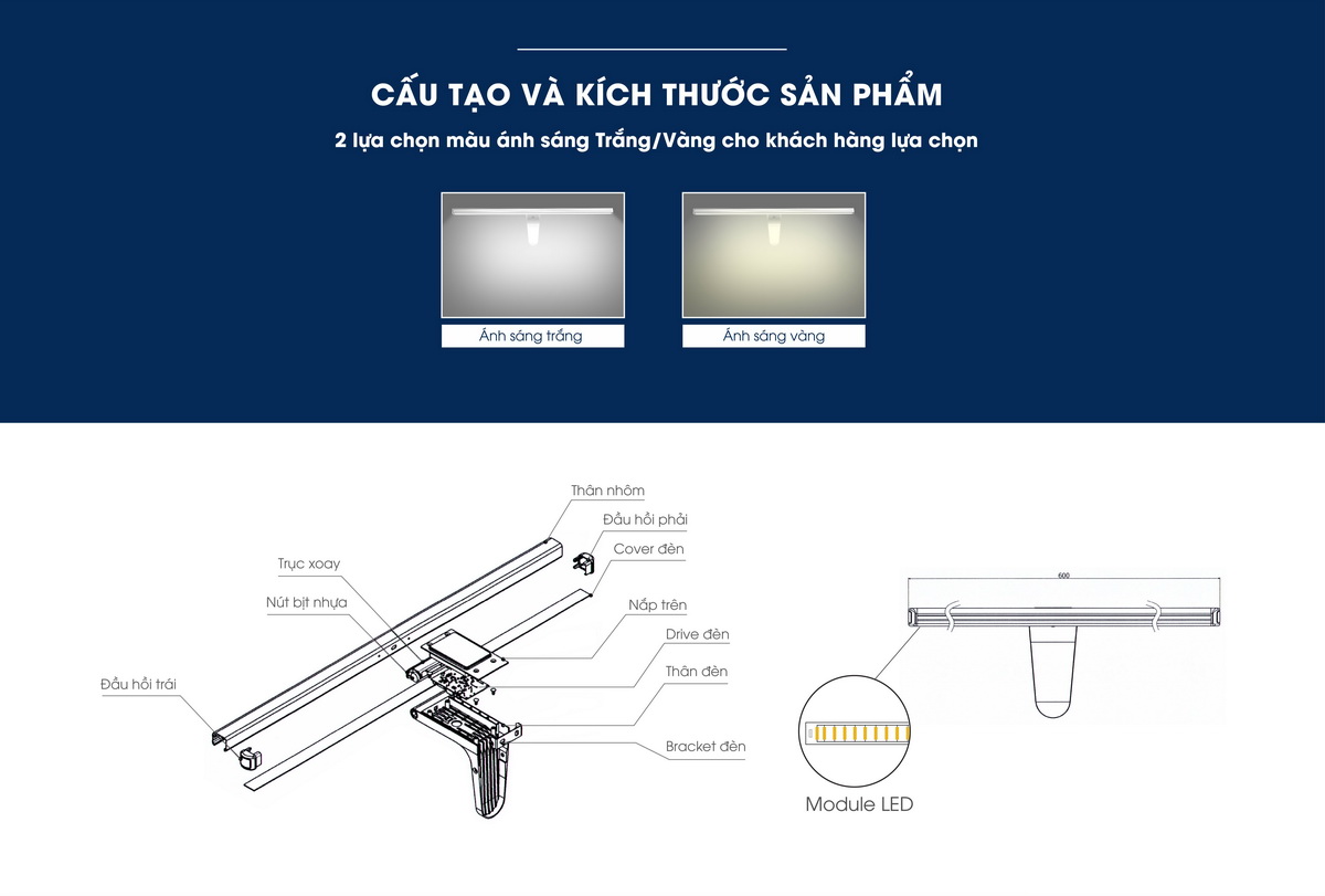 Đèn LED chiếu gương cảm biến Rạng Đông
