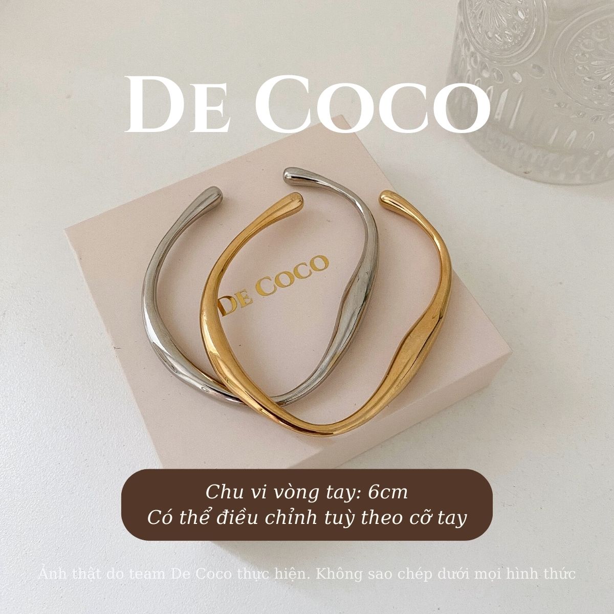 Vòng tay, lắc tay nữ cuff uốn lượn Bezel De Coco