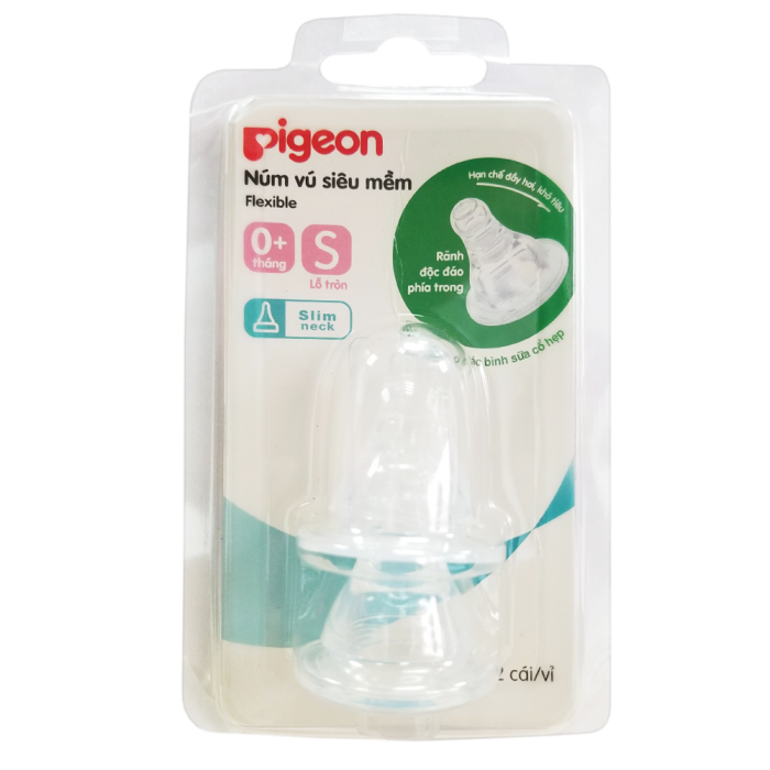 Núm vú Silicone pigeon siêu mềm 2 cái/ vỉ- size SMLY