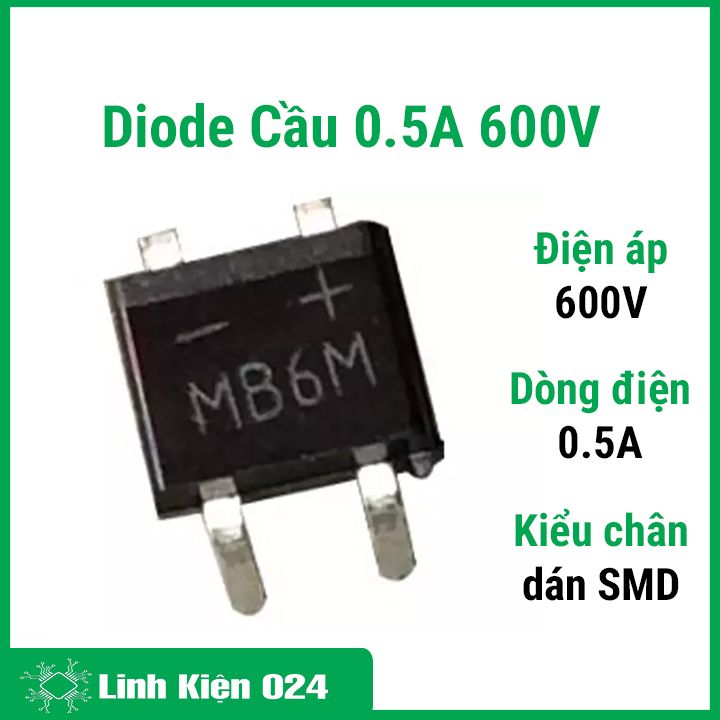 Diode cầu 0.5a 600v chân dán smd