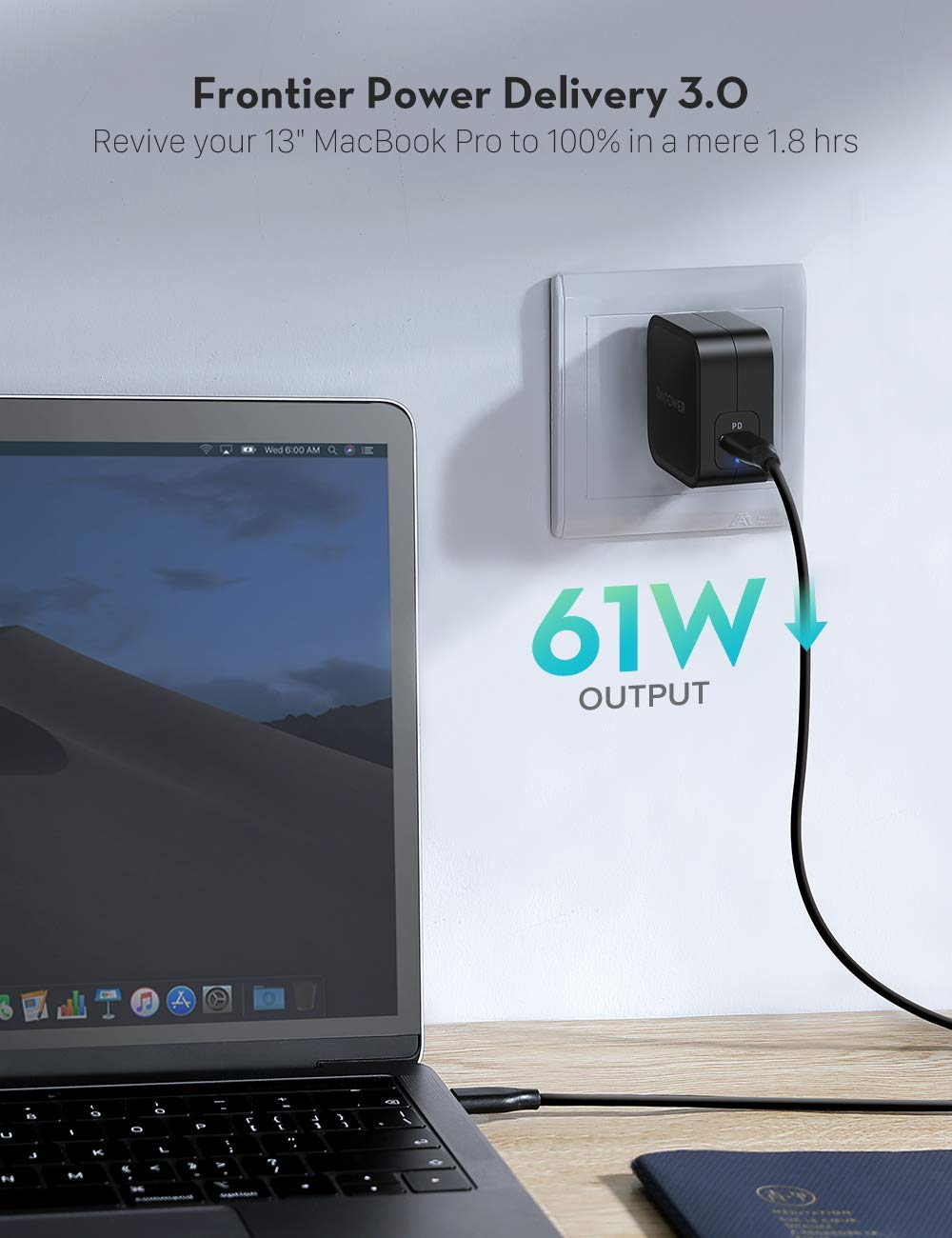 Củ Sạc Ravpower RP-PC112 - 1cổng Usb-c 61W PD 3.0 - Công Nghệ GaN