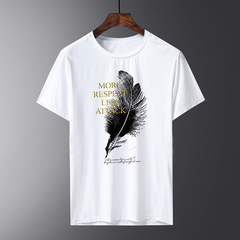 Bigsize feather printing short-sleeved men and women T-shirt