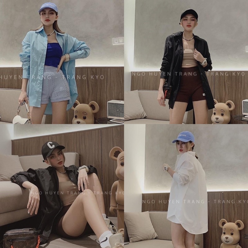 Áo sơ mi thô from thụng nhiều màu sắc gs90