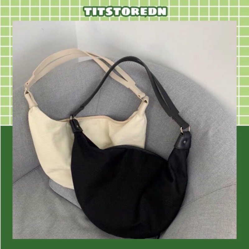 Túi tote bao tử đeo chéo đeo quai phối da ulzzang