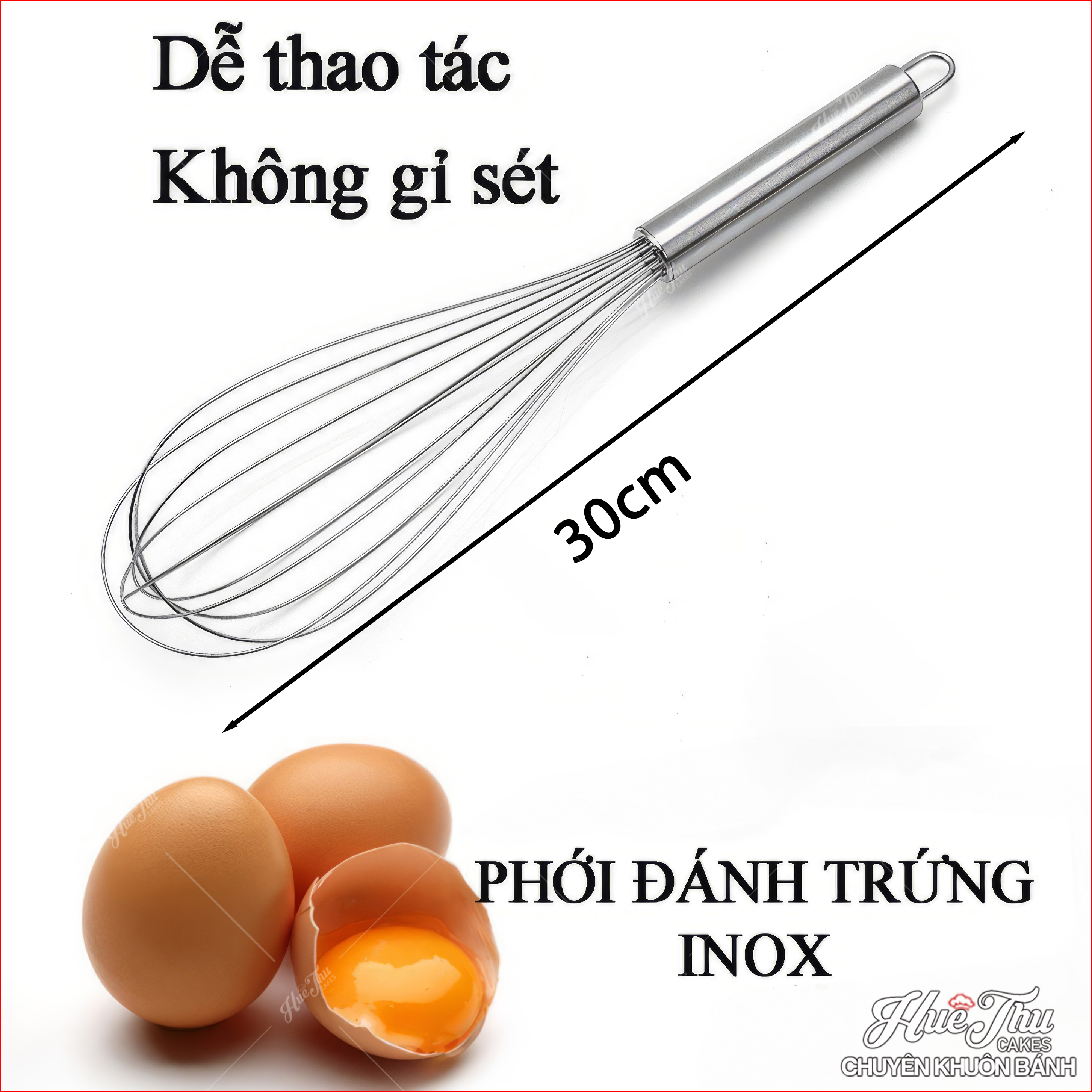 Cây đánh trứng inox, phới lồng đánh trứng cầm tay