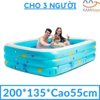 Bể bơi hồ bơi cho trẻ em bé Chữ nhật 200x138xCao55cm Nhà bóng Lều Banh Lều thumbnail