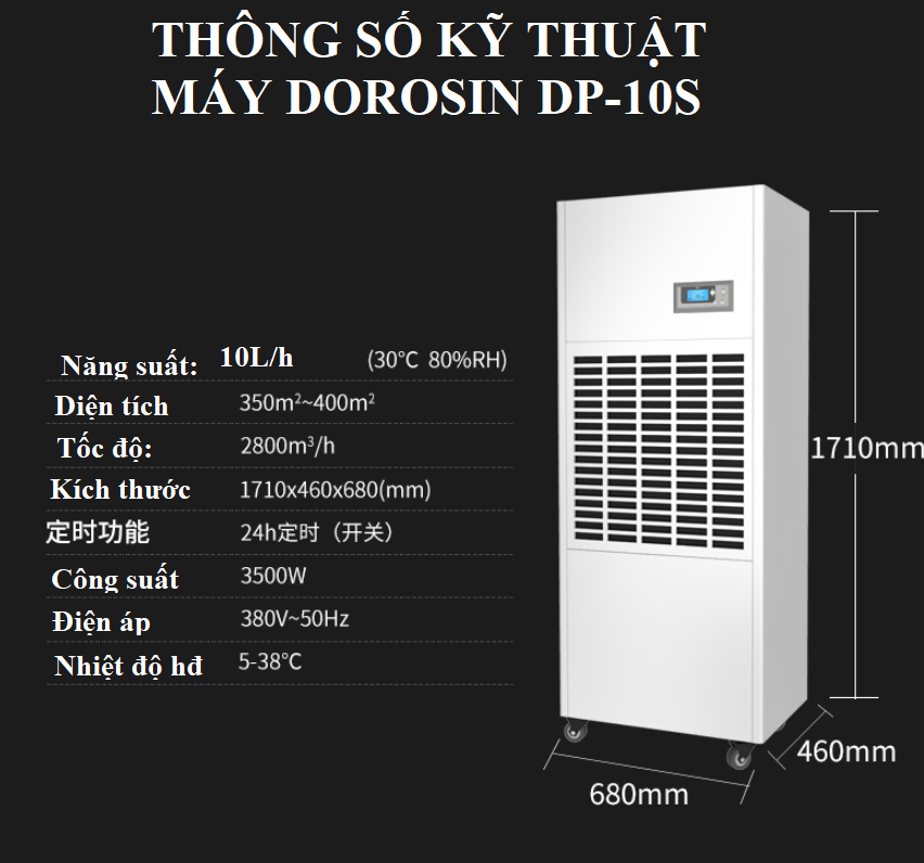 [Trả góp 0%]Máy hút ẩm Dorosin DP10S- 240L/ngày