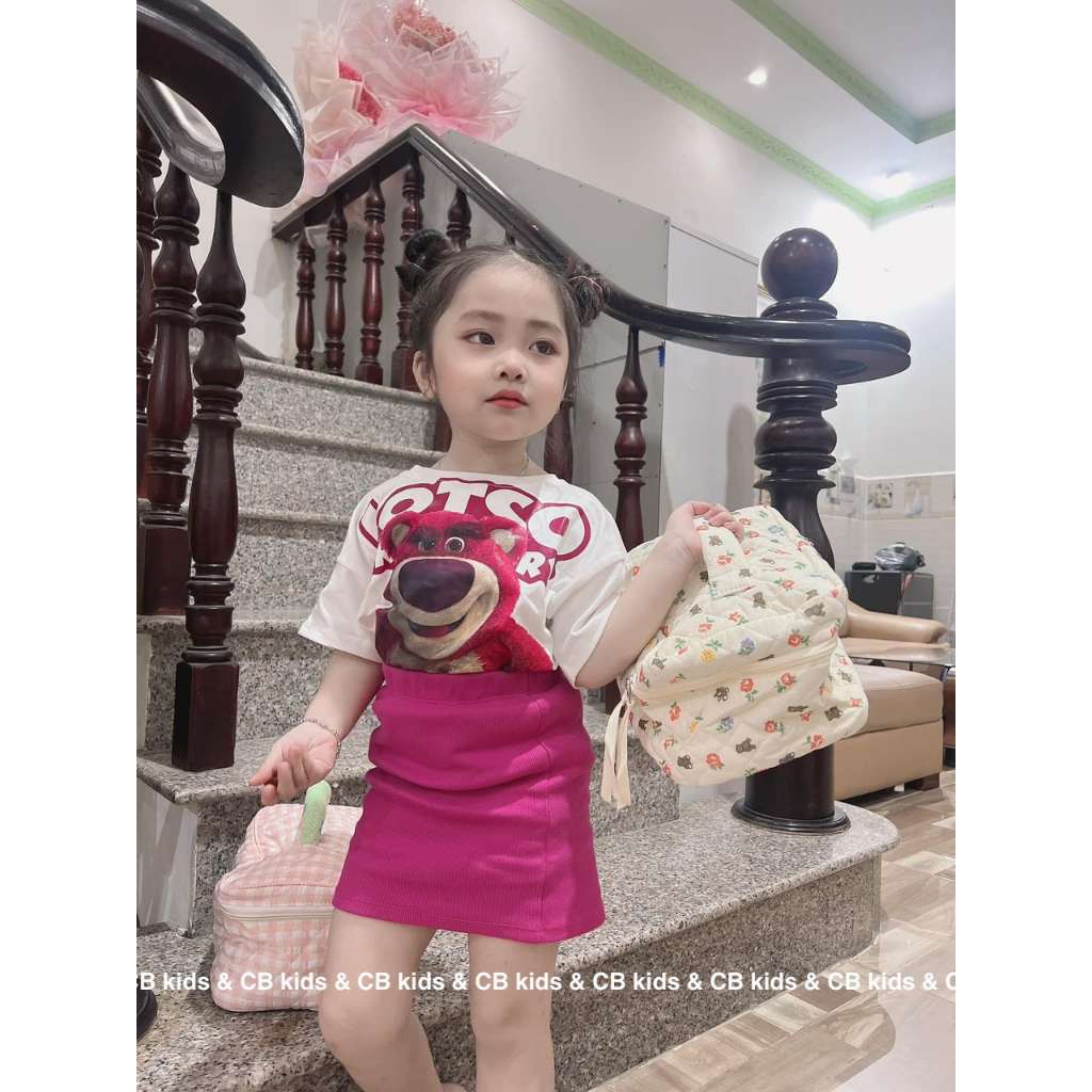 Sale set áo thun cotton chân váy kèm quần lót bé gái size 8-28kg