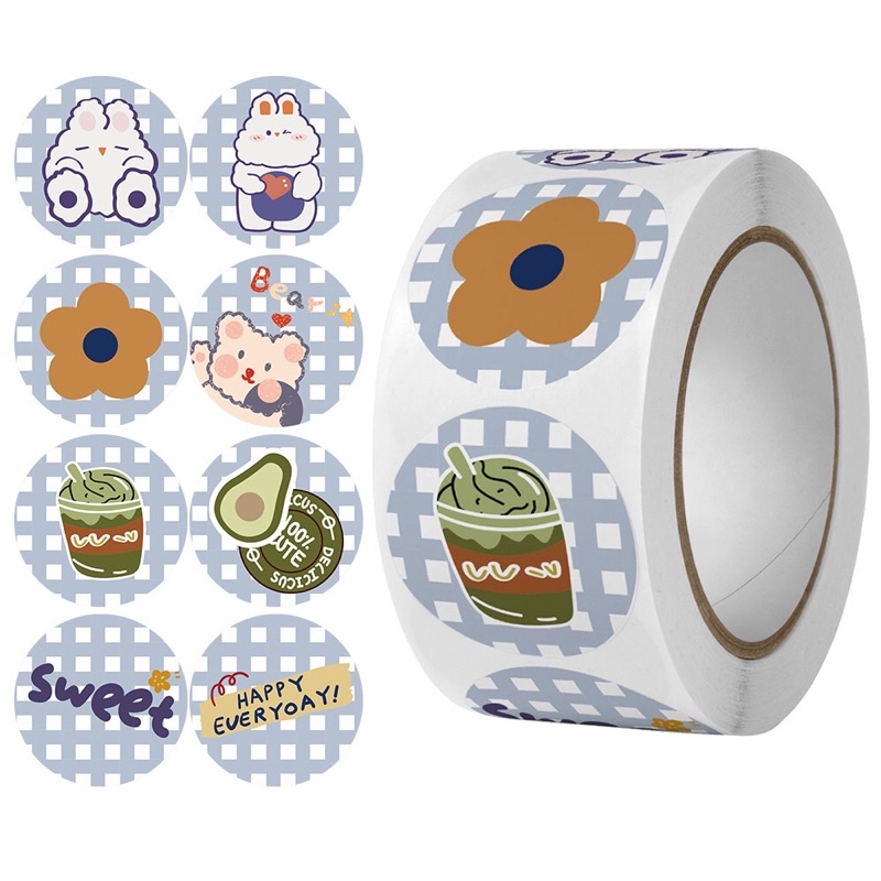Cuộn 500 stickers nhãn tròn dùng để dán trang trí hoặc gói hàng ...