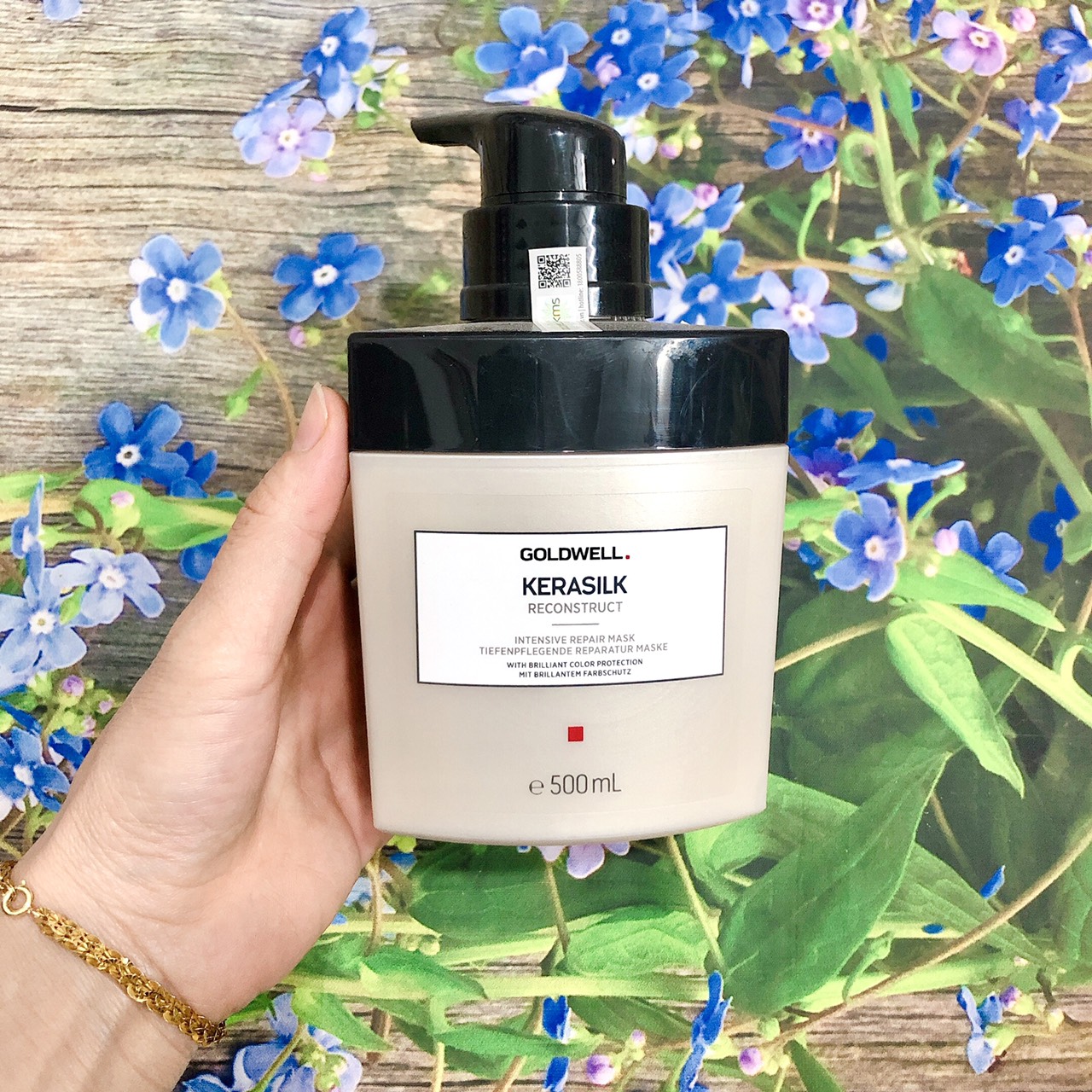 [+Tặng mũ trùm]Hấp dầu Goldwell Kerasilk cho tóc khô hư tổn 500ml (ĐỨC)