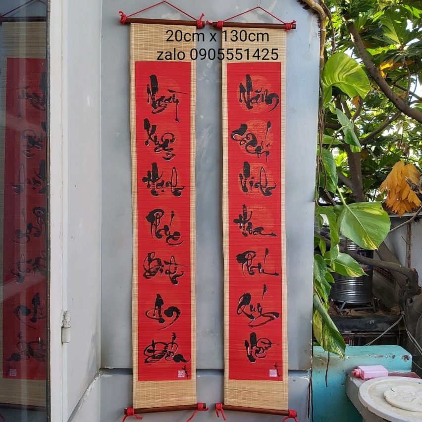 Câu đối TẾT  mành tre. Quà tết, quà  tặng ông bà,cha mẹ.Tranh trang trí tết.