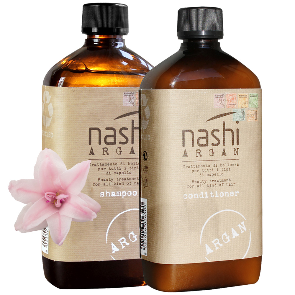 Cặp dầu gội xả nashi argan 500ml phục hồi tóc hư tổn nặng , mềm mượt , giảm rãy rụng tóc