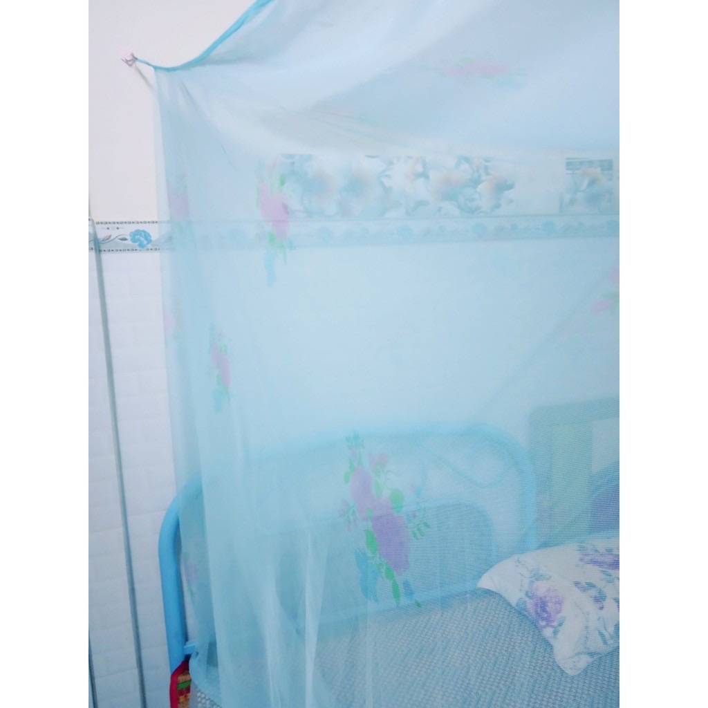 [HCM]Mùng Ngủ In Bông Có Cửa(1M8X2M2) Cao 2M2