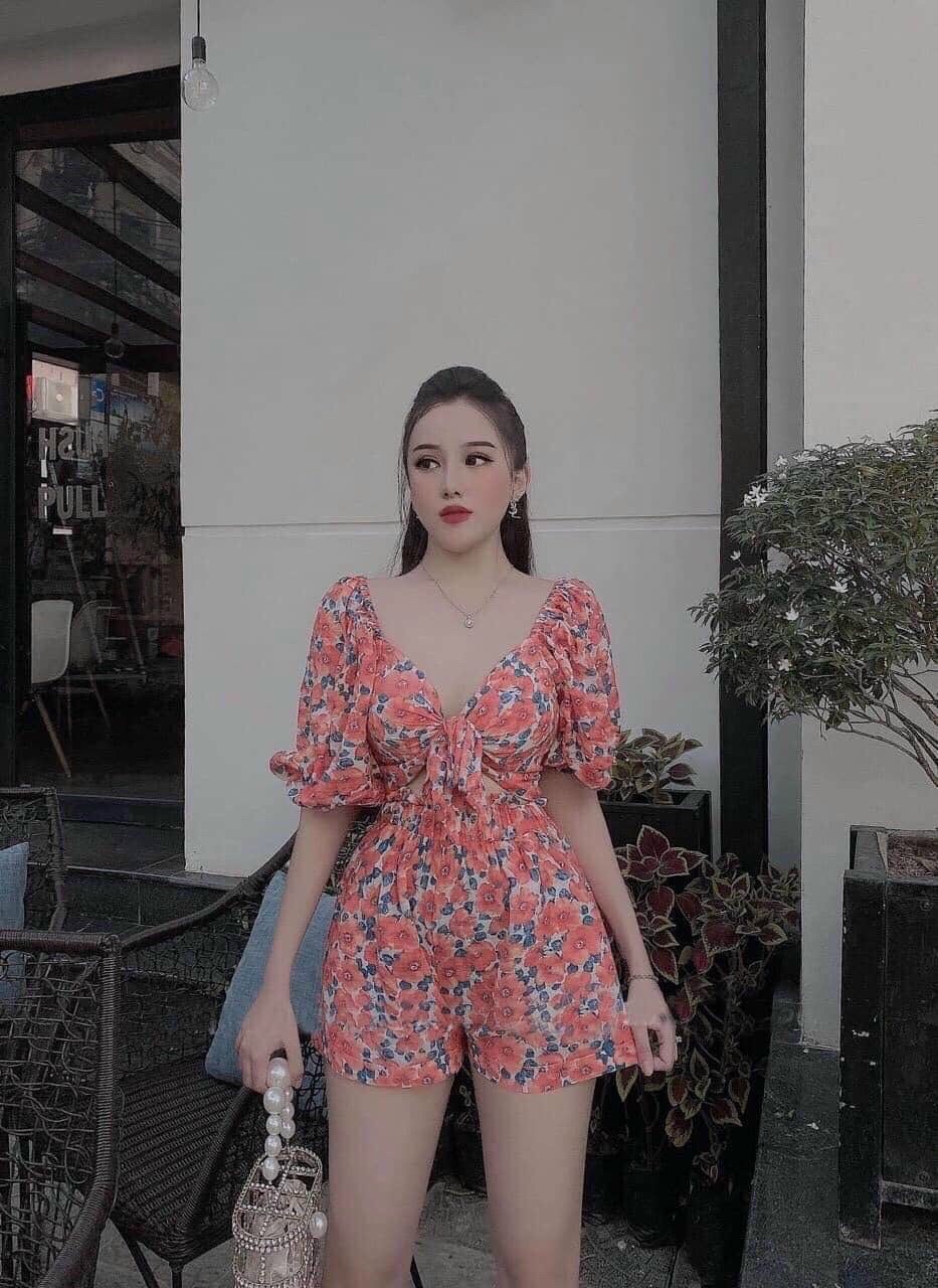 Jum lụa họa tiết hoa nhí cổ tim