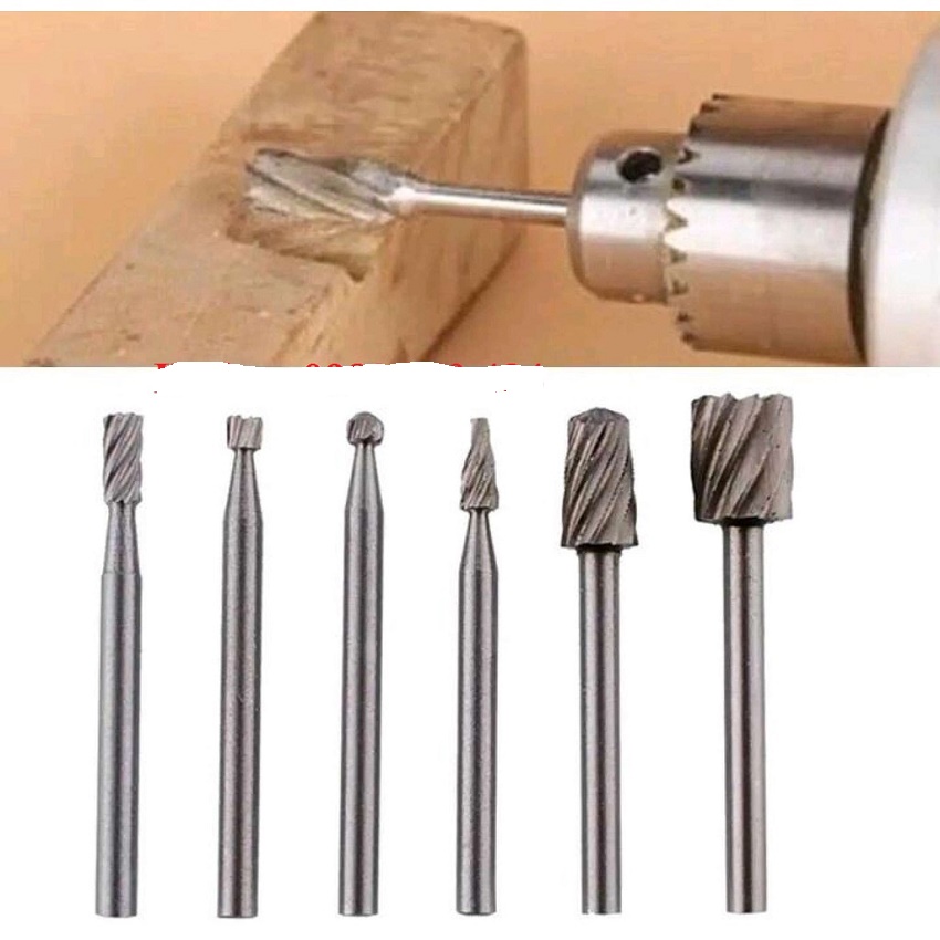 Bộ 6 mũi khắc mài làm lũa chạm trổ HSS cao cấp