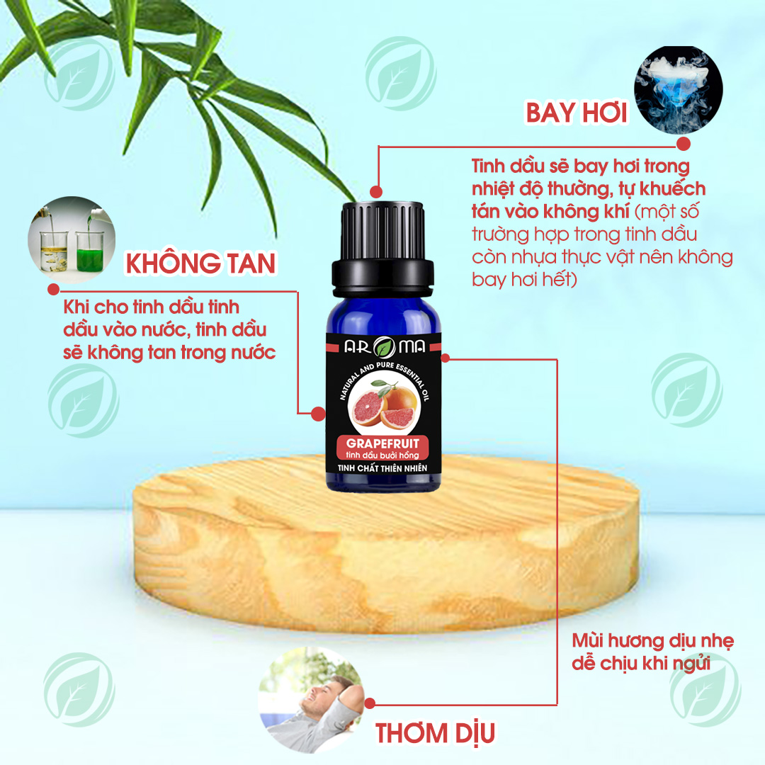 Tinh dầu Bưởi hồng AROMA Grapefruit Essential Oil, tinh dầu ướp hương thơm tóc, sạch da đầu, tinh dầu thơm phòng thư giãn