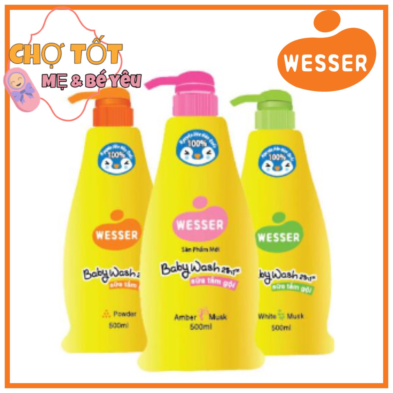 Sữa Tắm Gội Wesser Hàn Quốc 500ml (dầu tắm gội 2in1)
