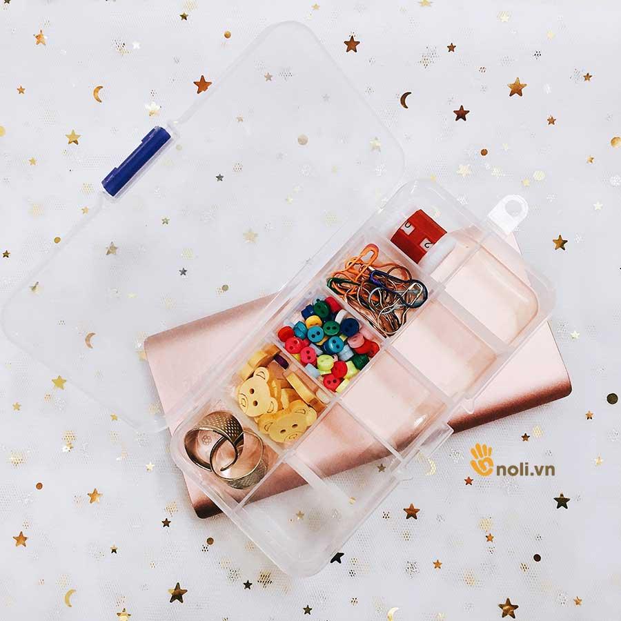 Plastic box with 10 compartments for accessories and handmade items