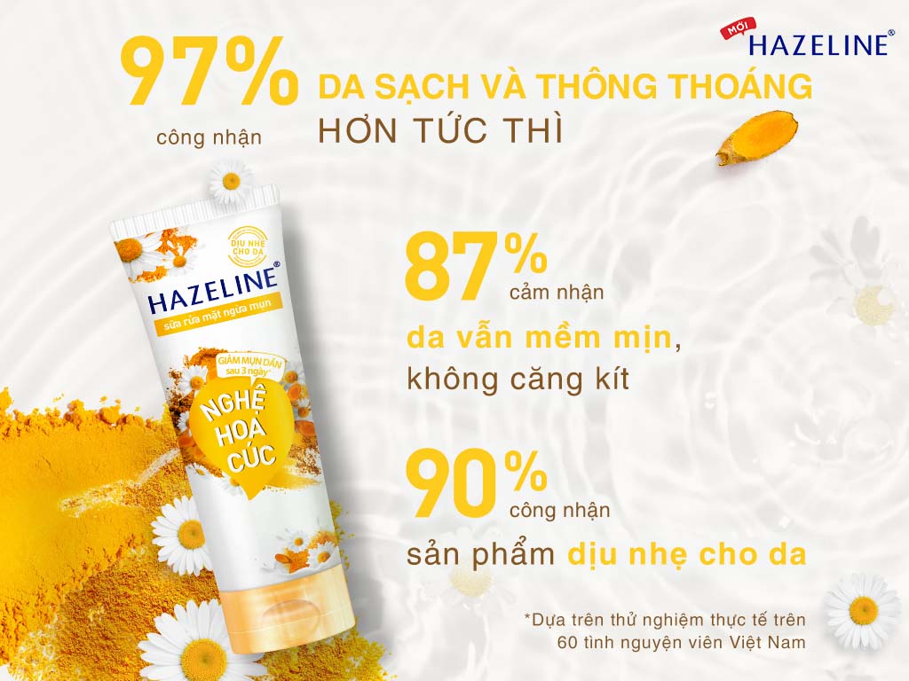 Sữa rửa mặt Hazeline nghệ hoa cúc 100g có tặng kèm