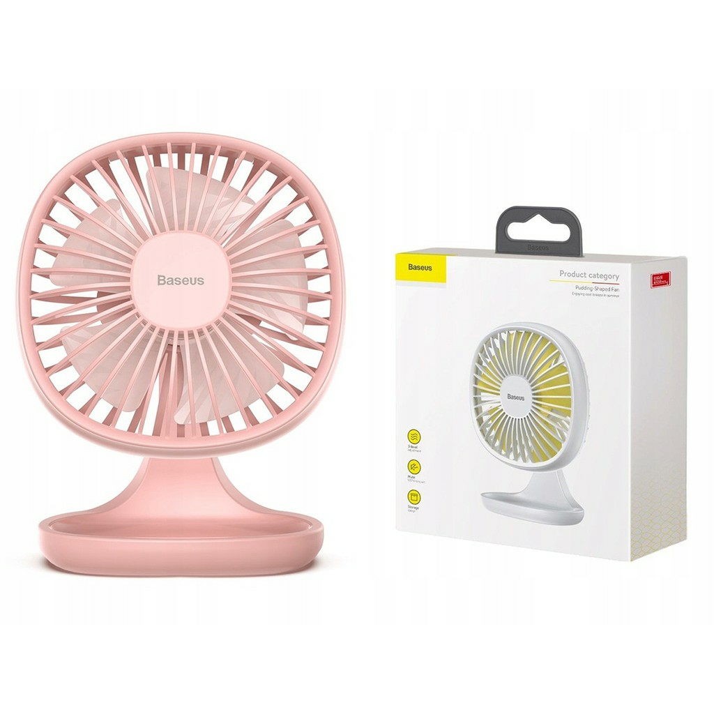 Quạt mini để bàn Baseus Baseus Pudding-Shaped Fan PINK ( 3 mức tốc độ - Mini USB Air Cooling Fan Clip Desk Fan)