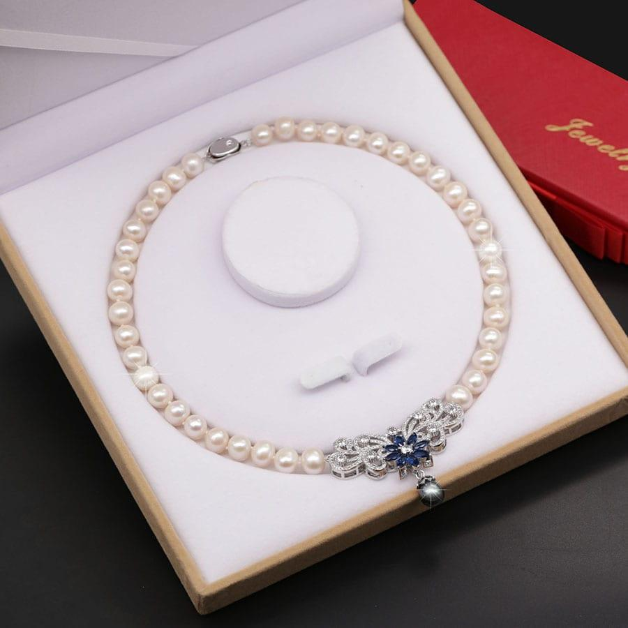 Chuỗi Ngọc Trai - Vòng Cổ Ngọc Trai Nước Ngọt Tự Nhiên Nữ Hoàng Sắc Đẹp, Vòng Ngọc Trai Nước Ngọt Hạt Tròn 9-10ly - DB1825 - Bảo Ngọc Jewelry