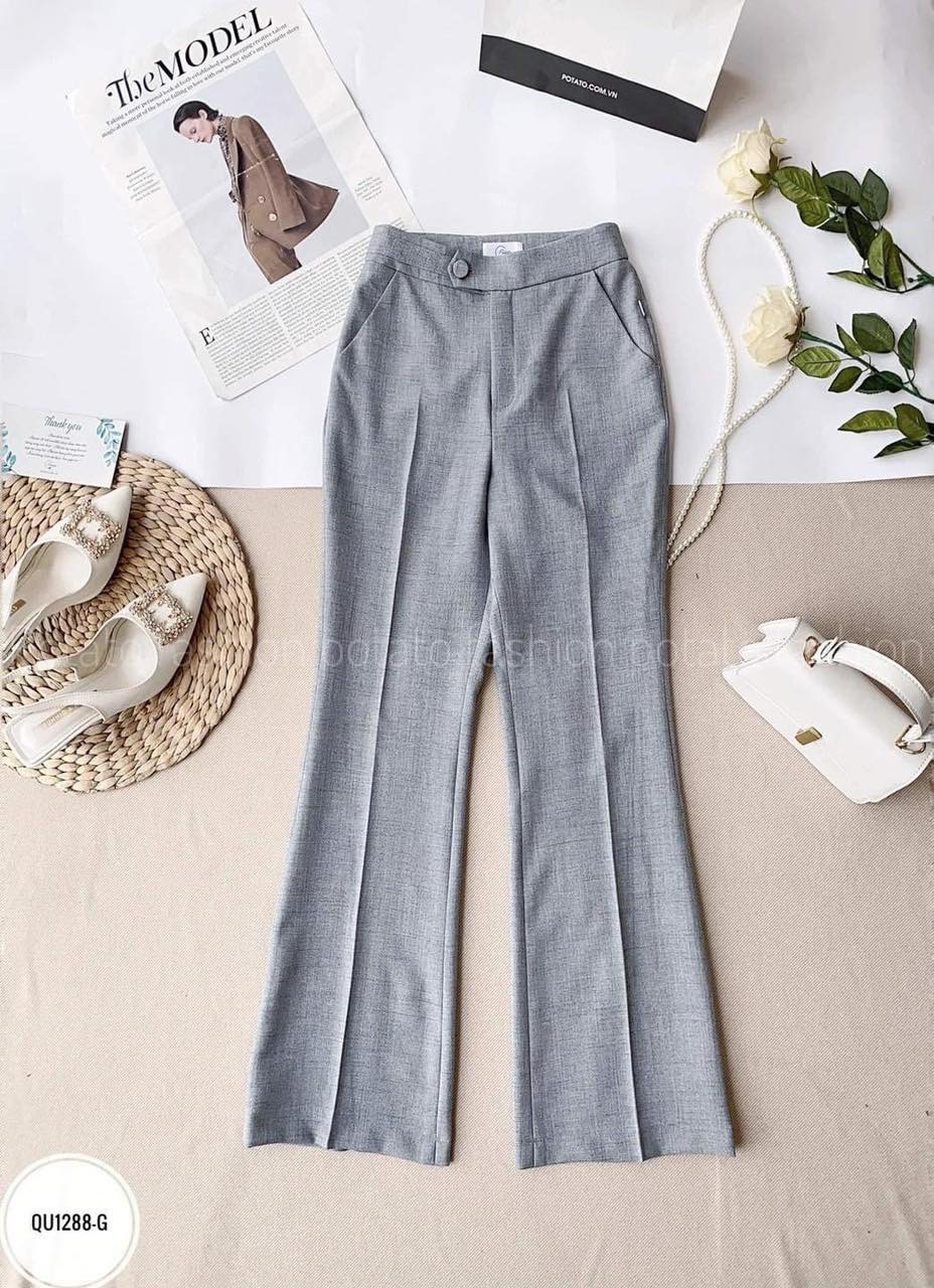 Quần ống loe cúc lệch chất đẹp lên form cực chuẩn tôn dáng -chm-mã 48a