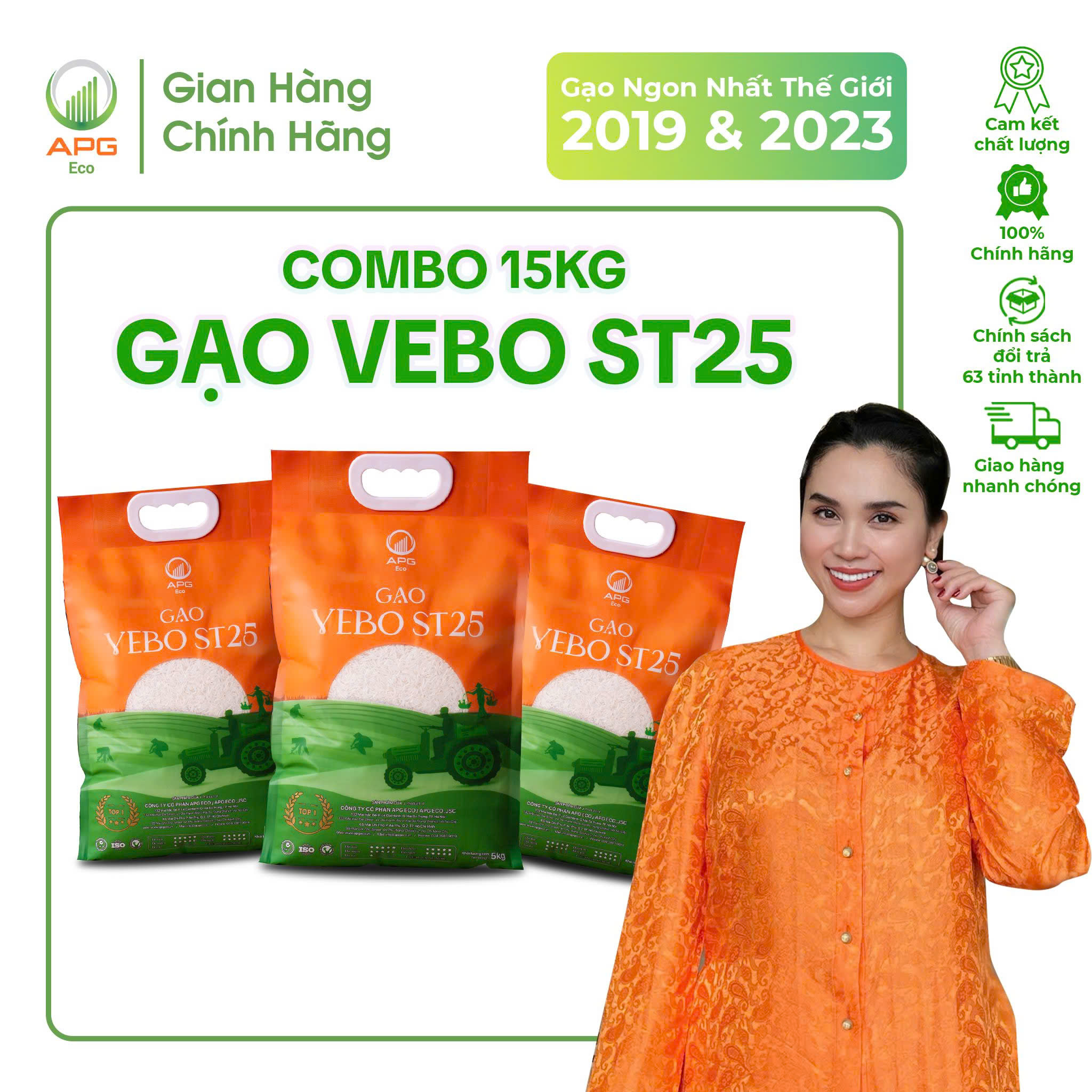 COMBO 3 BAO GẠO VEBO ST25 (TỔNG 15KG) [date mới]
