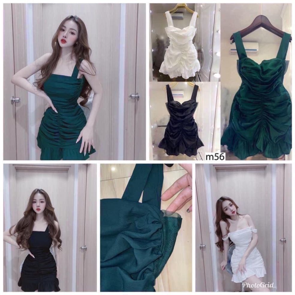 [HCM]Đầm nhún bèo 2 dây(có mút ngực)