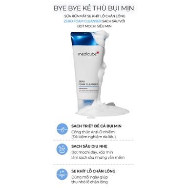 Set Medicube Zero thu nhỏ lỗ chân lông 3 bước (Zero Foam + Pore Pad +Pore Serum)