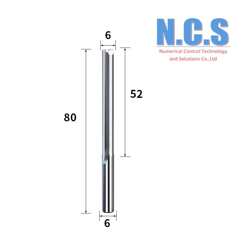 (01 mũi) dao phay gỗ CNC cán 6.0mm, thẳng 2 lưỡi, hàng bình dân