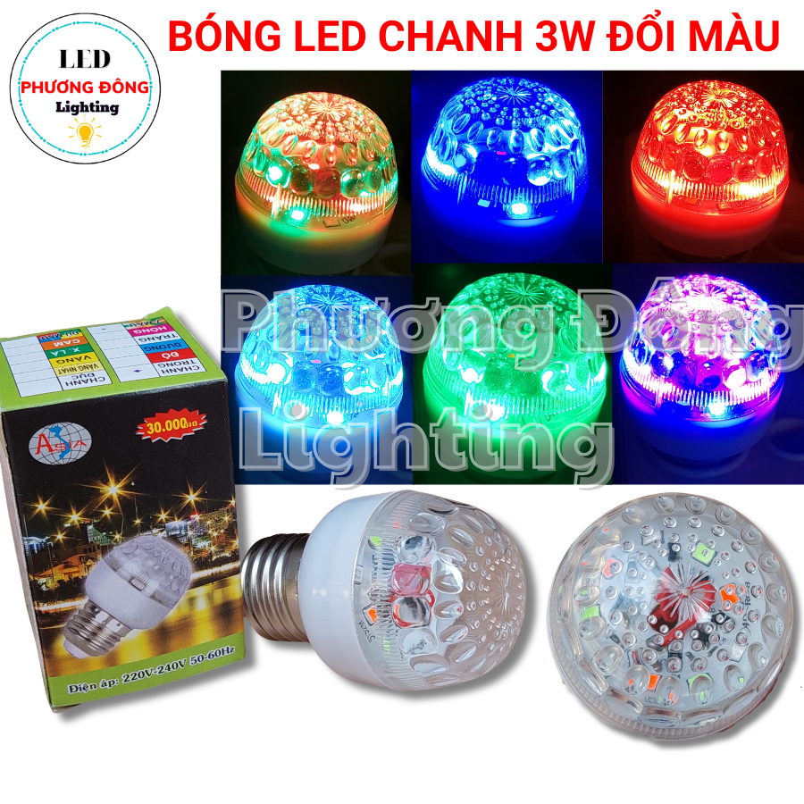 Bóng LED Chanh tròn đổi 7 màu đuôi E27